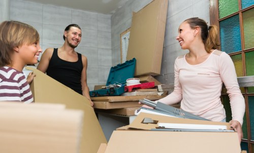 Removal van and packed boxes for Queenspark moving day