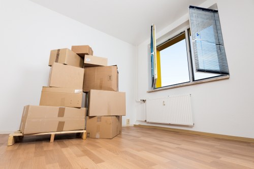 Sturdy packing boxes arranged for a Queenspark home move