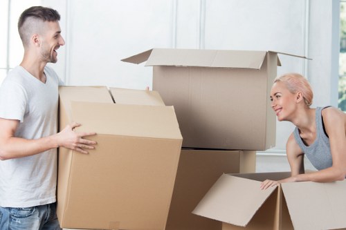 Packed household items arranged for a cubic-yard estimate