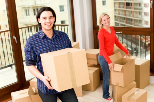 Professional loading of household items into a removals van